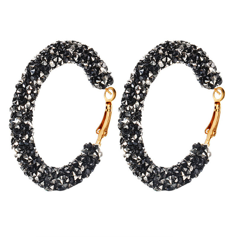 Elegant Crystal Embellished Hoop Earrings Bowlift