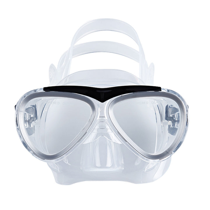Diving mask with elastic adjustment and anti-fog technology Bowlift