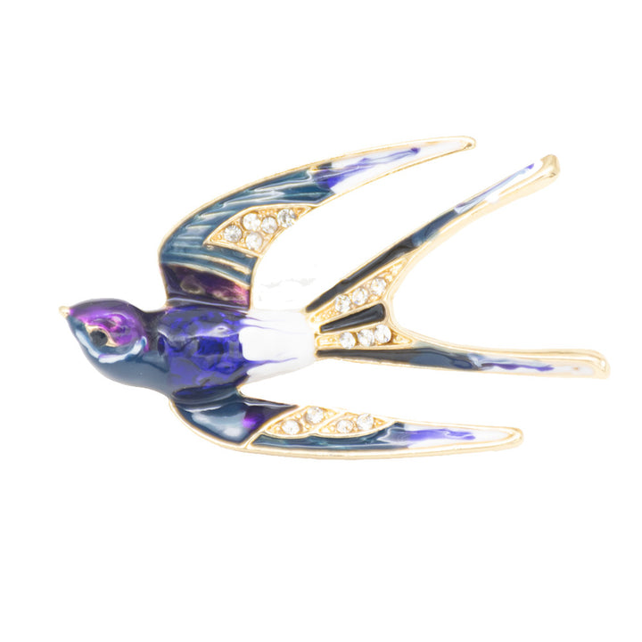 Ornate Bird-Inspired Enamel Brooch Bowlift