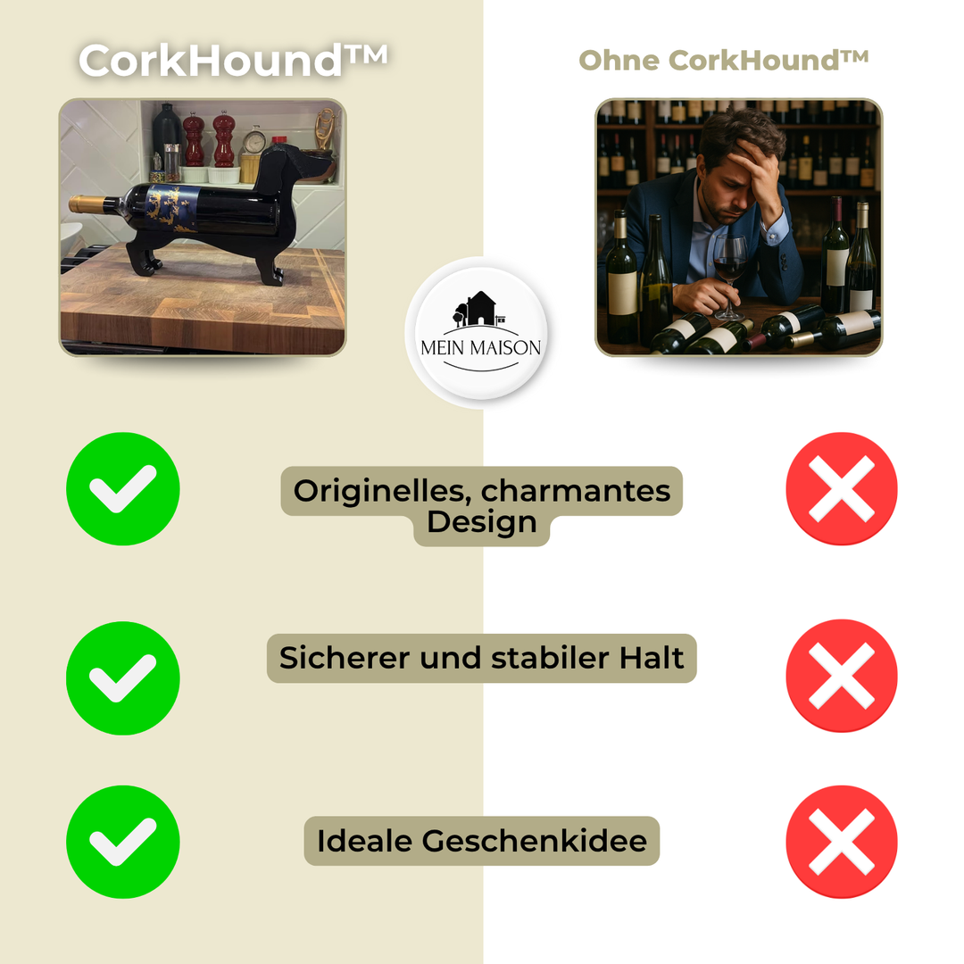 BowLift | Wine Bottle Holder Dachshund CorkHound | Original Design | Sturdy & Decorative | For 375–500 ml