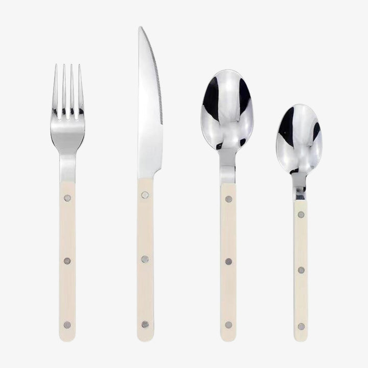BowLift | 24-Piece Stainless Steel Cutlery Set with Engraved Design - BistroLine
