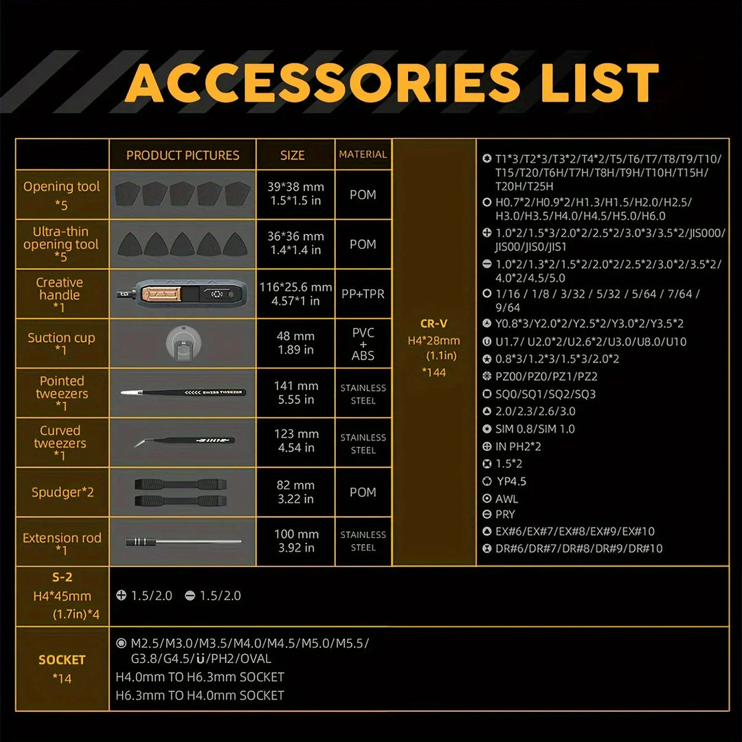 BowLift | EliteCraft 180-piece Precision Screwdriver Set | Comprehensive toolkit for precision tasks and repairs