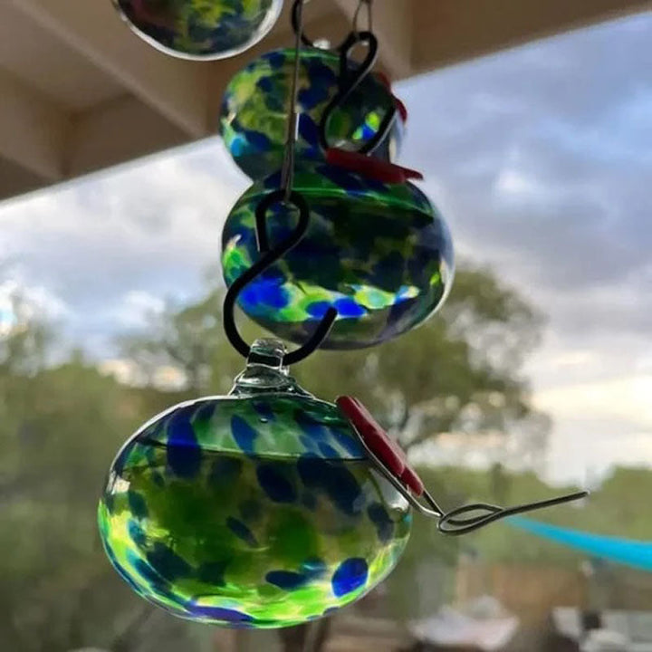ChimeFeeder handcrafted glass hummingbird feeder with wind chime Bowlift