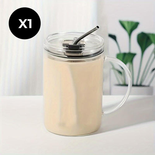 BowLift | Large Glass Cup withLid & Straw