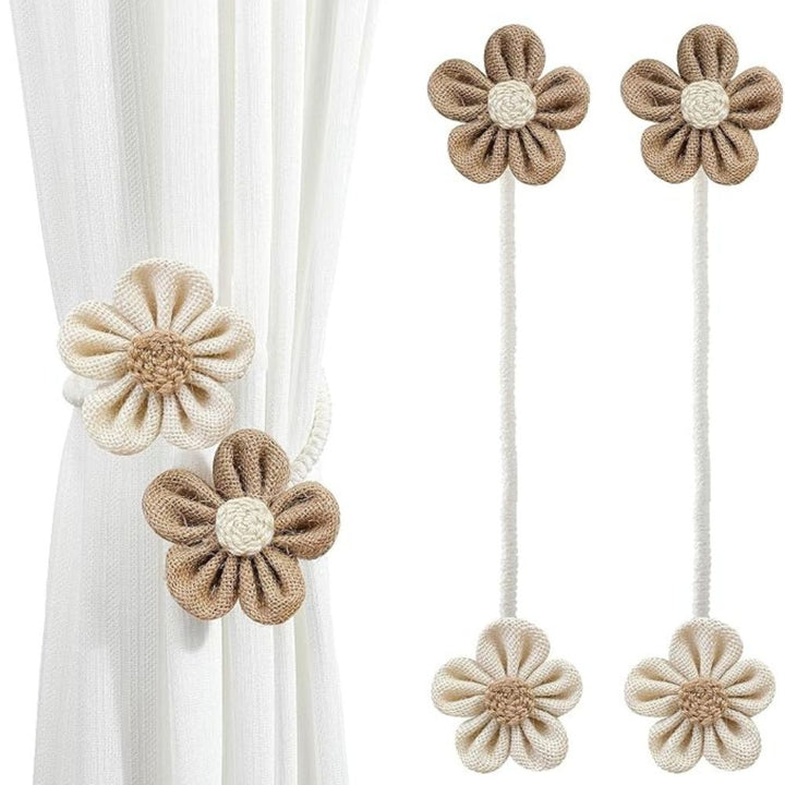 BowLift | Floral Hemp Curtain Tie Back | 2Pcs Set