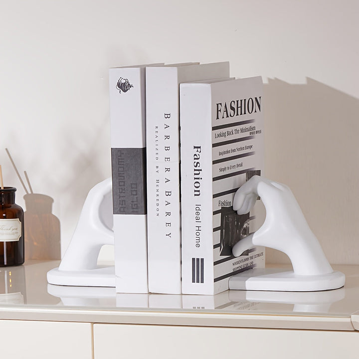 Chic Heart Support - Modern Finger Bookends in Gold Bowlift