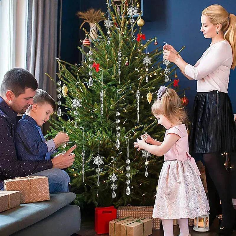 BowLift | 10pcs Christmas Tree Hanging Pendants Acrylic Ice Strip Snow Ceiling Xmas Ornaments New Year Christmas Decoration Home Decor