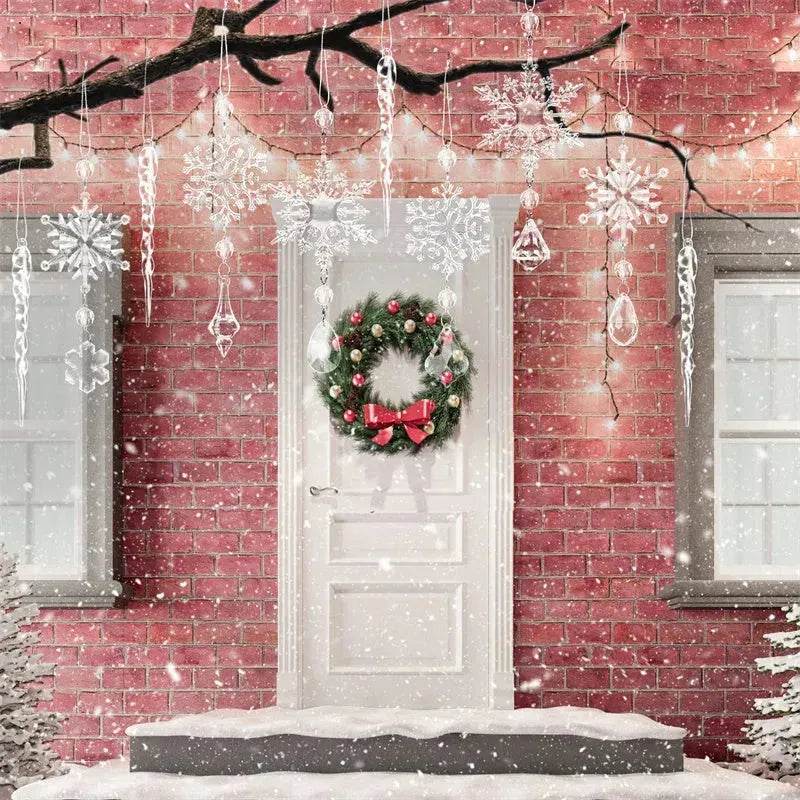 BowLift | 10pcs Christmas Tree Hanging Pendants Acrylic Ice Strip Snow Ceiling Xmas Ornaments New Year Christmas Decoration Home Decor