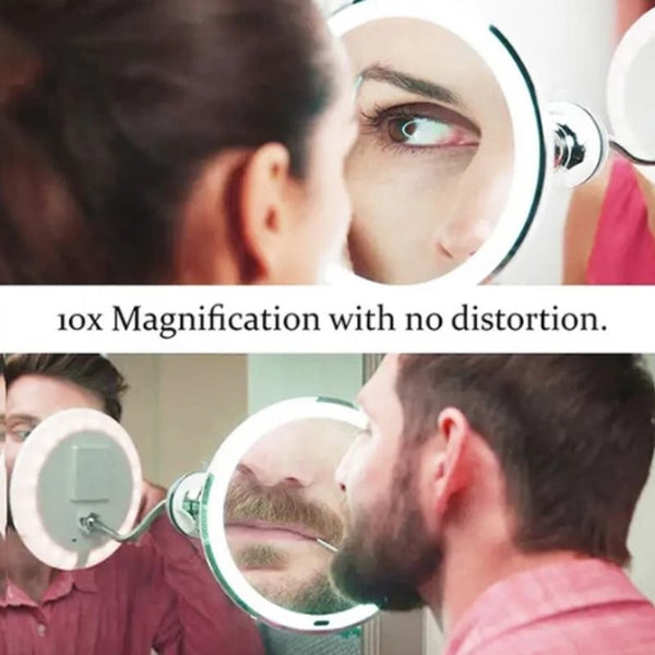 BowLift | Luminessa LED Magnifying Mirror with Swan Neck | 10x Zoom & Daylight LED | Flexible & Cordless