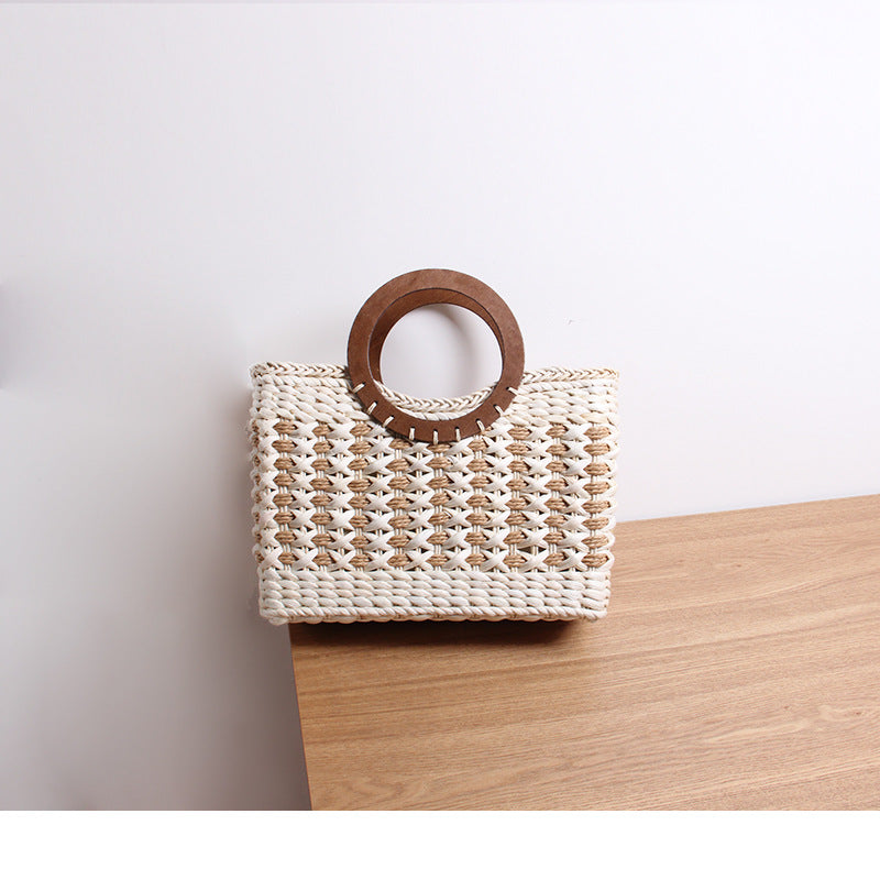 Handbag with Round Wooden Handle Bowlift