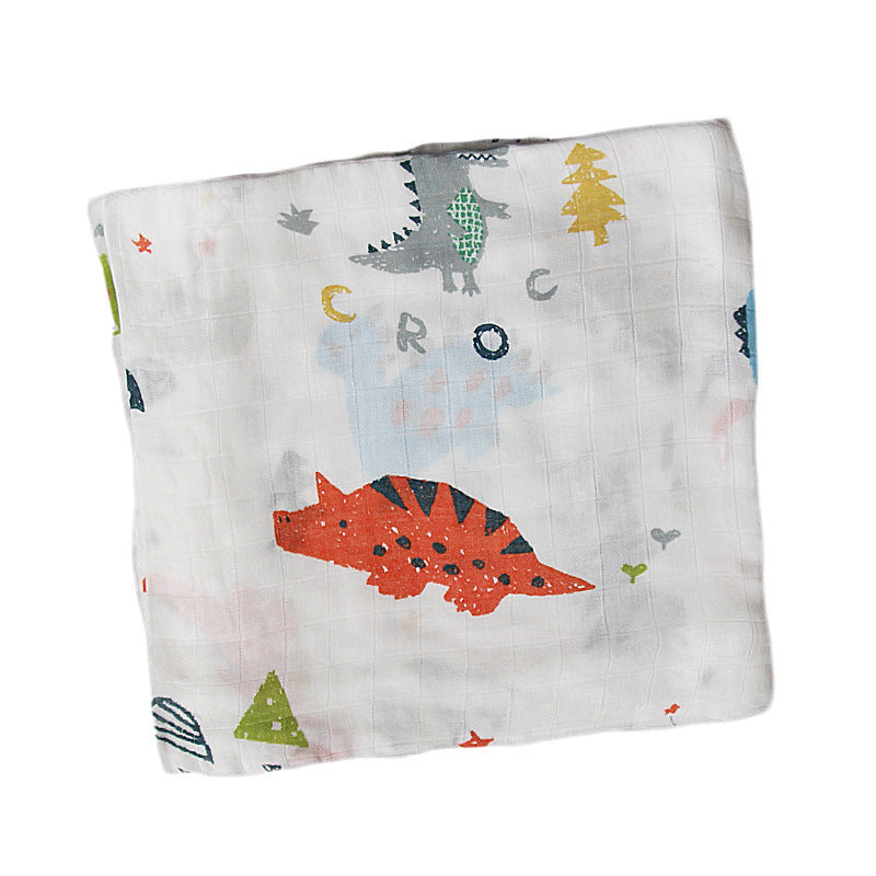 Organic Cotton Dinosaur Print Muslin Swaddle Bowlift