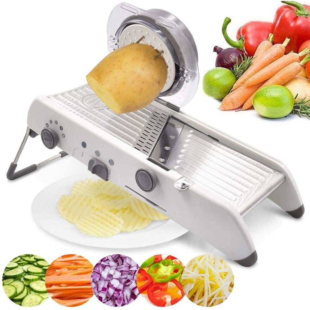 Mandoline Vegetable Slicer – Professional Grater with Adjustable 304 Stainless Steel Blades Bowlift