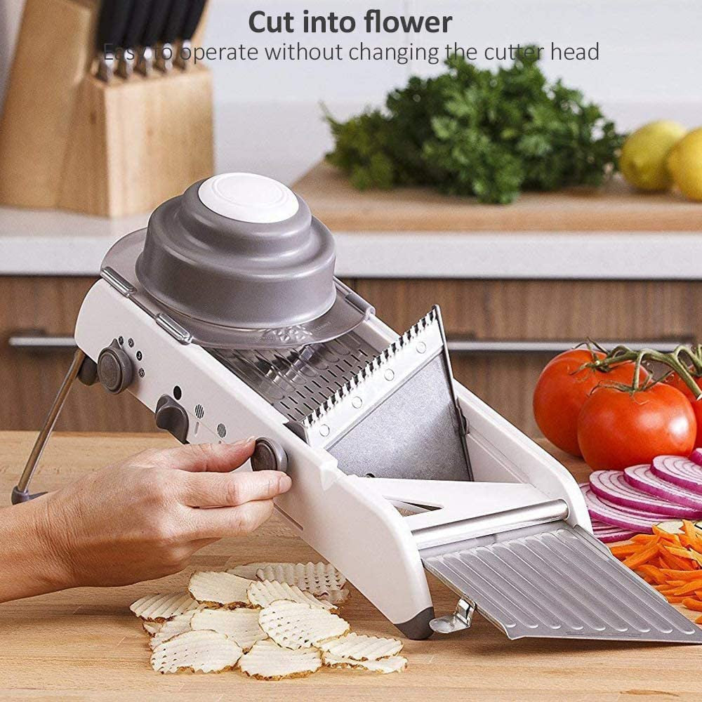 Mandoline Vegetable Slicer – Professional Grater with Adjustable 304 Stainless Steel Blades Bowlift