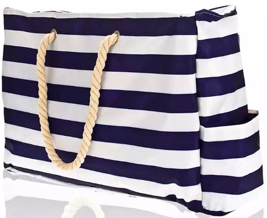 Large beach bag with nautical stripe pattern Bowlift