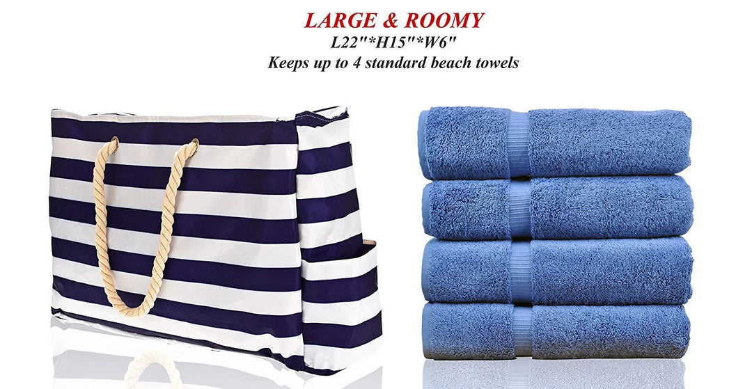 Large beach bag with nautical stripe pattern Bowlift