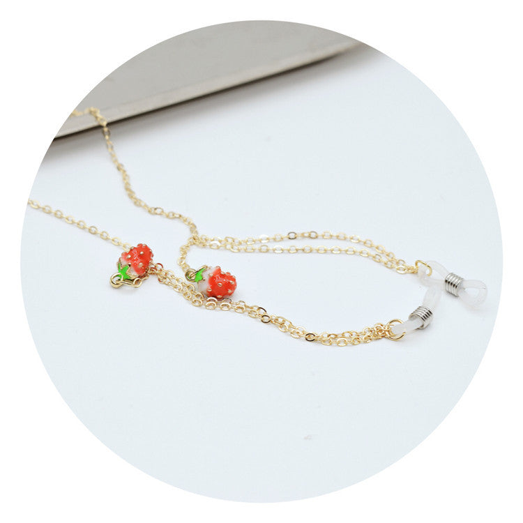 Decorative Strawberry Pendant Eyewear Chain Bowlift