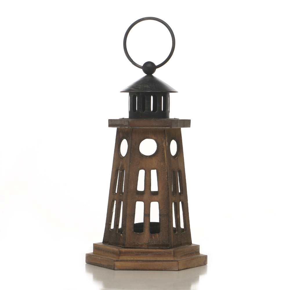 Handcrafted Hexagonal Wooden Lighthouse Tea Light Lantern Bowlift