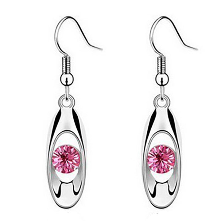 Elegant Crystal Oval Dangle Earrings Bowlift