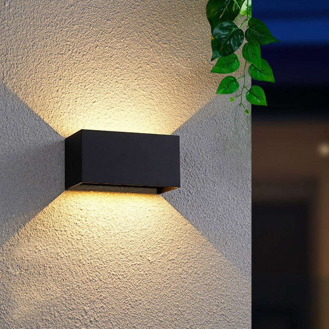 Modern Outdoor Waterproof Rectangular LED Up and Down Illuminated Outdoor Wall Sconce Lamp | Bowlift
