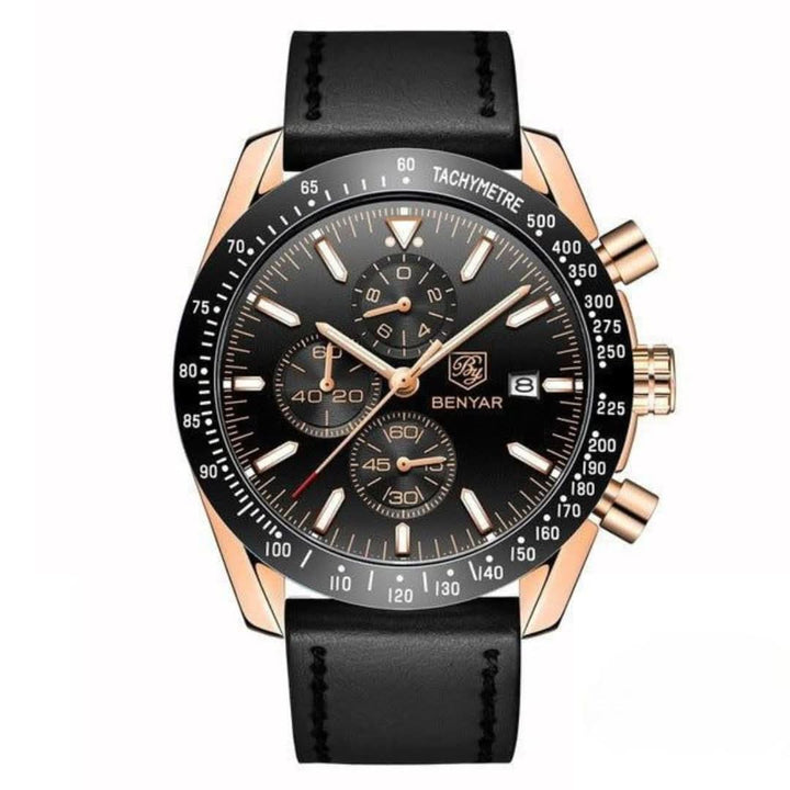 BowLift | Men’s Waterproof Quartz Watch with Leather Strap