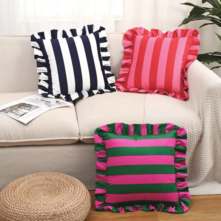 BowLift | Retro Striped Ruffle Cushion Cover