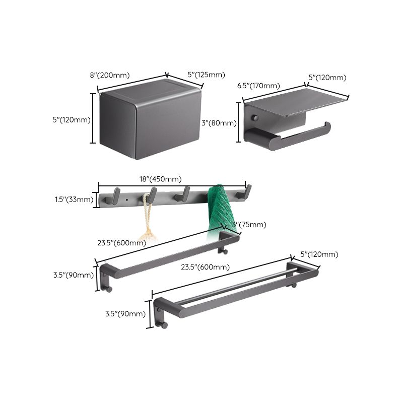 BowLift | Gray Bathroom Accessory Set Modern Bathroom Accessories Hardware Set