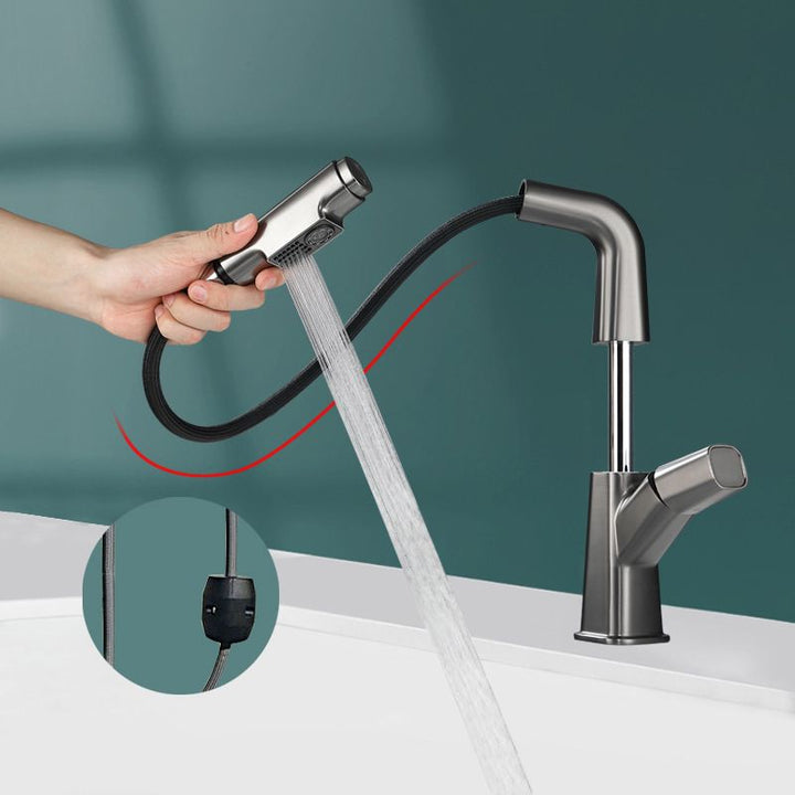 BowLift | Brass Contemporary Sink Faucet Pull-Out Round Bathroom Faucet