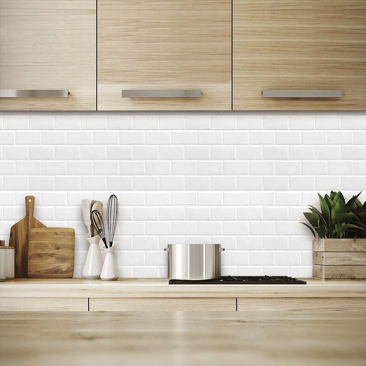 BowLift | Solid Peel & Stick Subway Tile Scratch Resistant PVC Rectangle Peel and Stick Wall Tile