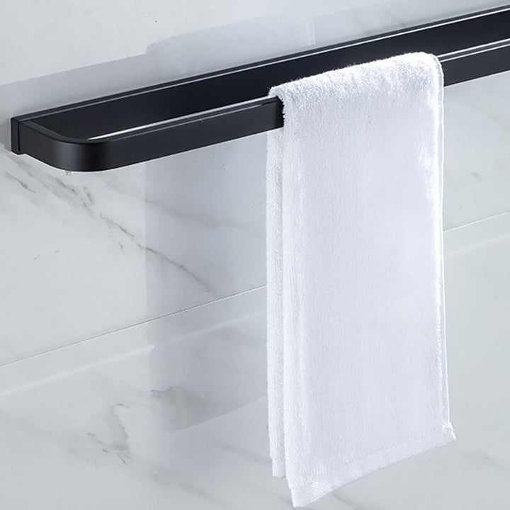 BowLift | Modern Classic Bathroom Accessories Set in Stainless Steel Matte Black Bathrobe Hook/Towel Ring Bar