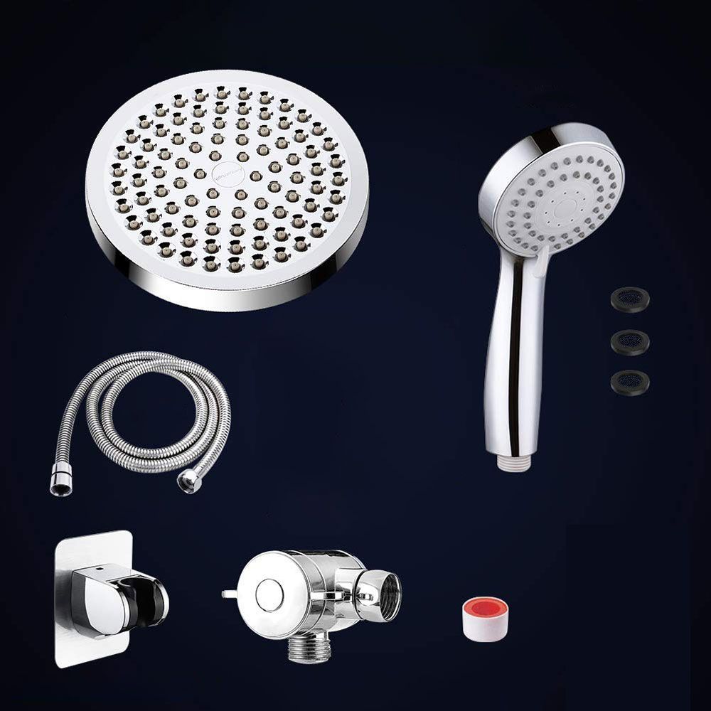 BowLift | Modern Standard Shower Set Double Round Metal Adjustable Spray Pattern Shower Head