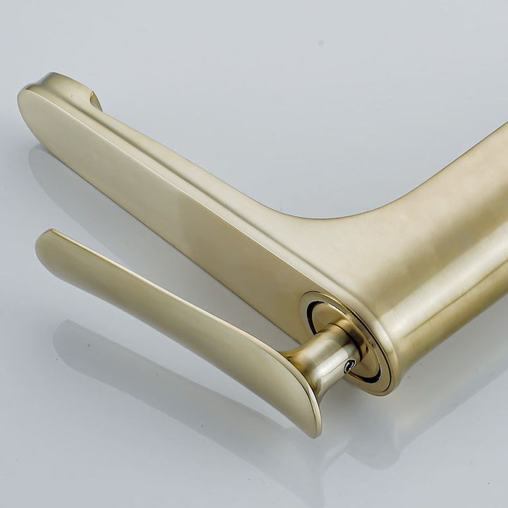 BowLift | 1 Handle Solid Copper Bathroom Sink Faucet Nordic Modern Vanity Faucet with Drain