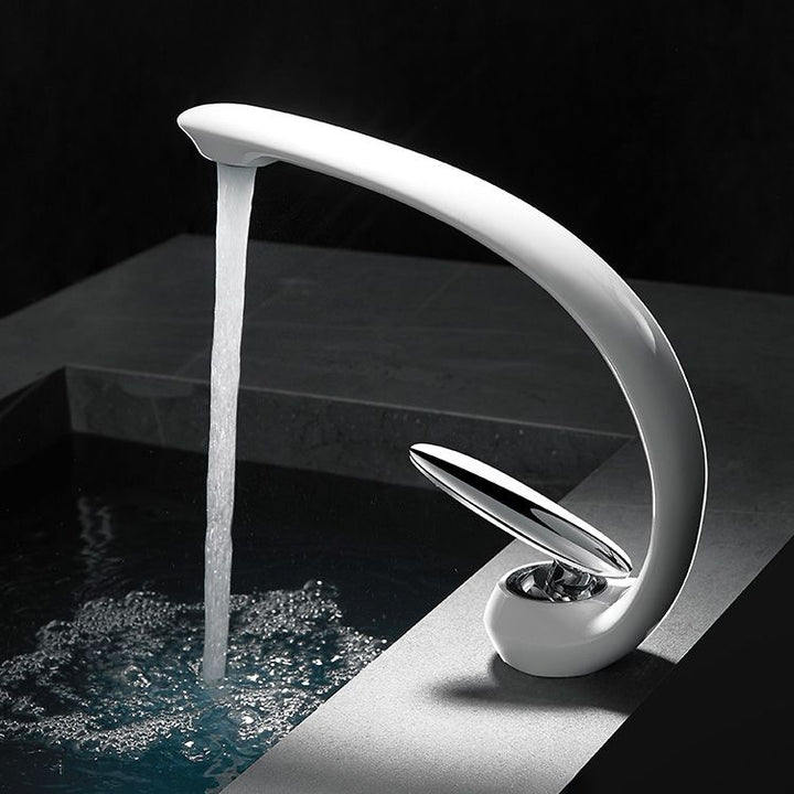BowLift | Unique Bathroom Waterfall Spout Brass Basin Faucet