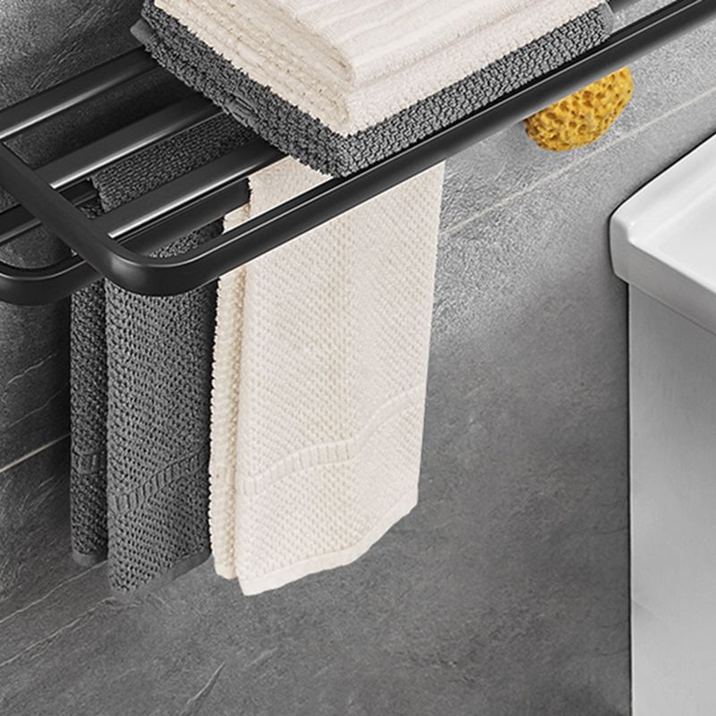 BowLift | Matt Black 5-piece Modern Bathroom Accessory Set with Shelf/Tower Bar & Paper Holder