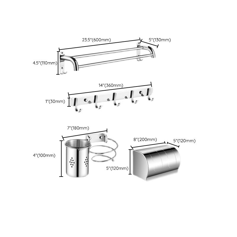 BowLift | Modern Bathroom Accessories Hardware Set Silver Bathroom Hardware