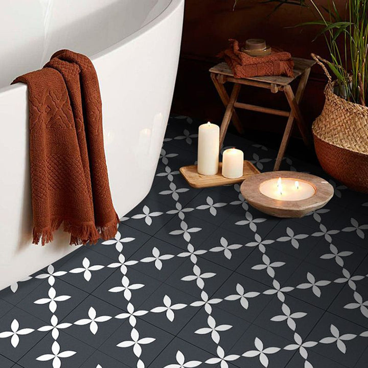 BowLift | Square Indoor Vinyl Floor Peel and Stick Floral Print Waterproof Vinyl Floor