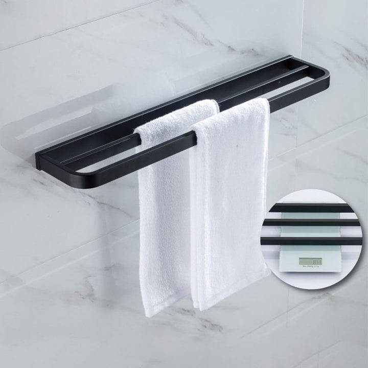 BowLift | Modern Classic Bathroom Accessories Set in Stainless Steel Matte Black Bathrobe Hook/Towel Ring Bar
