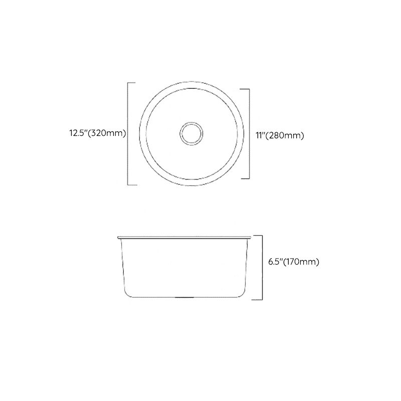 BowLift | Classic Round Sink Stainless Steel Built-in Sink Non-Slip Round Basin for the Kitchen