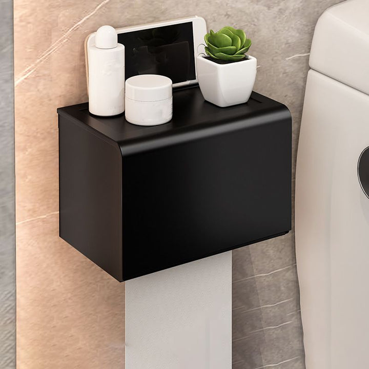 BowLift | Modern Bathroom Set with Bath Shelf/Towel Holder & Paper Holder Black Bathroom Hardware