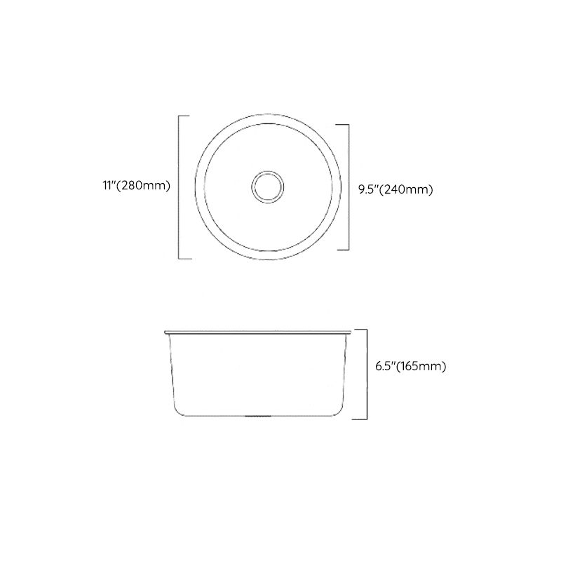 BowLift | Classic Round Sink Stainless Steel Built-in Sink Non-Slip Round Basin for the Kitchen
