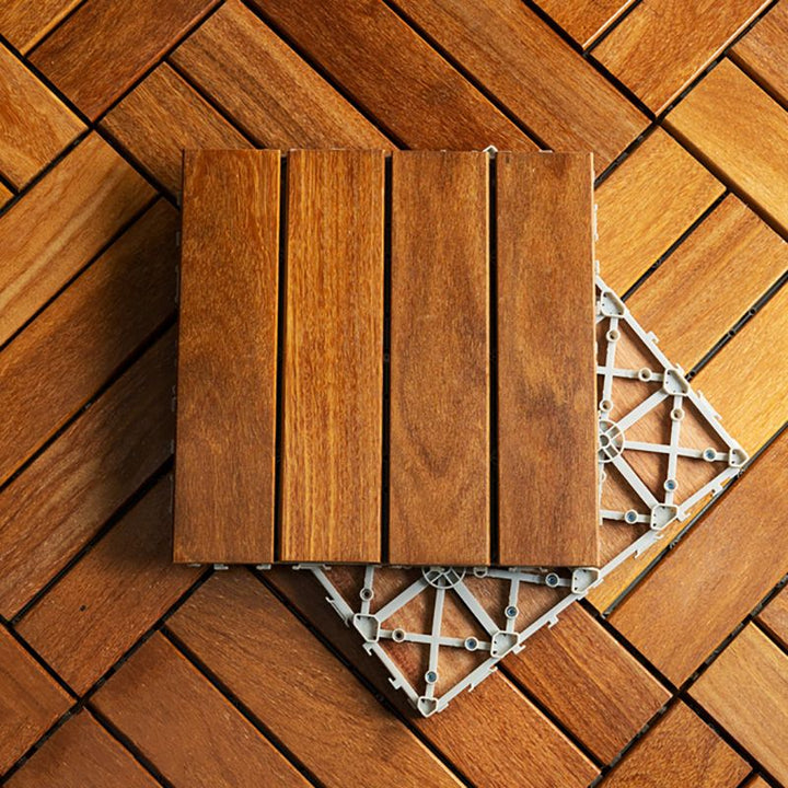 BowLift | 4-Slat Wood Deck/Patio Floor Tiles Interlocking Installation Floor Tiles