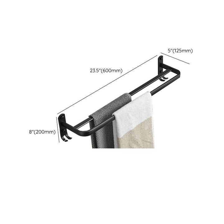 BowLift | Matt Black 5-piece Modern Bathroom Accessory Set with Shelf/Tower Bar & Paper Holder