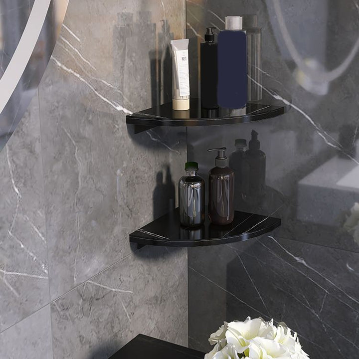 BowLift | 3-piece modern bathroom accessory set marble and metal bathroom shelf