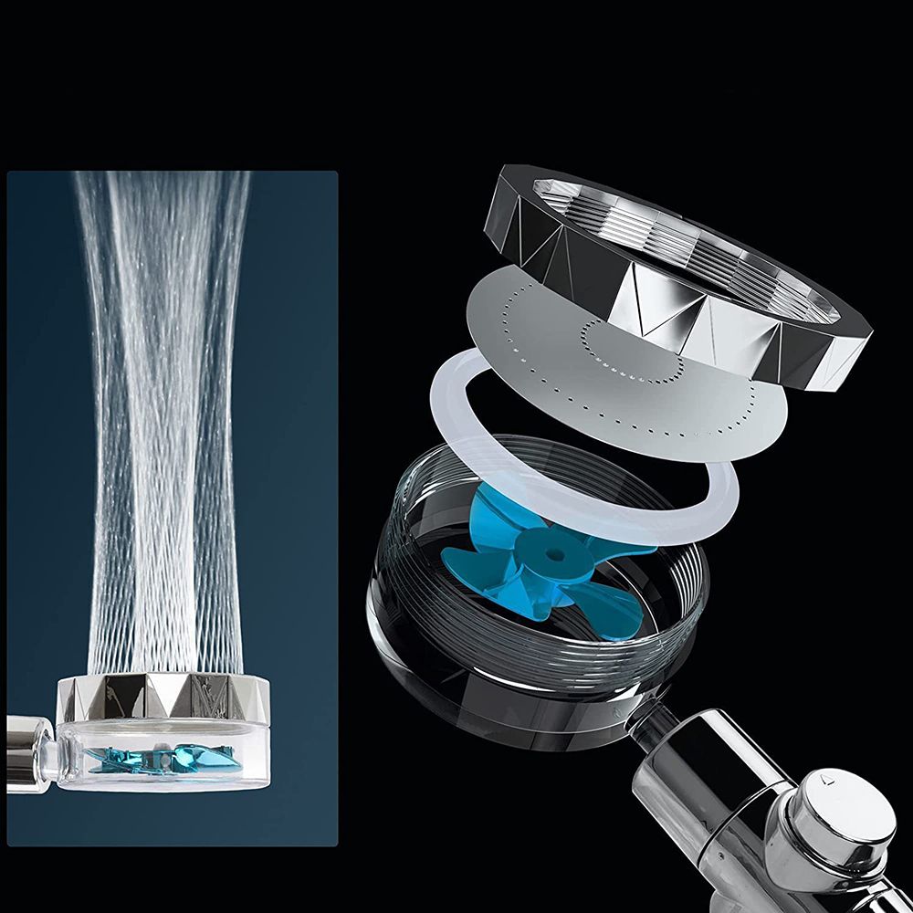 BowLift | Contemporary Handheld Supercharged Showerhead Round 3 Setting Spray Head
