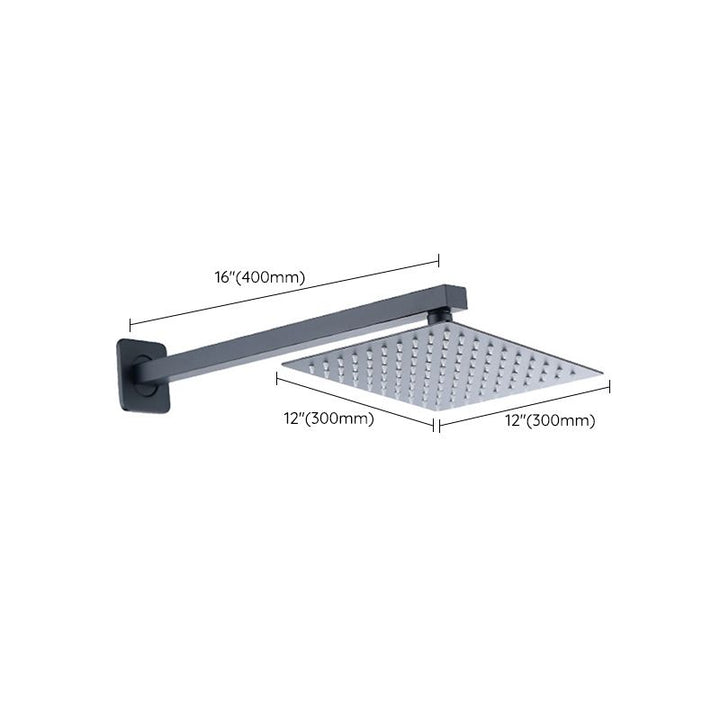 BowLift | Black Square Fixed Shower Head Modern Style Wall Mounted Shower Head