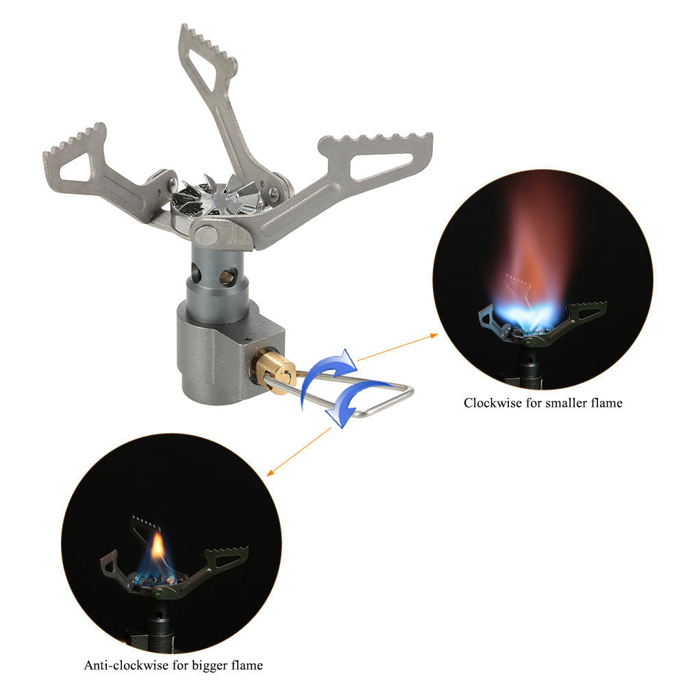 ultra-light titanium backpacking cook set with nesting pots, non-stick finish, foldable handles and compact micro gas burner Bowlift