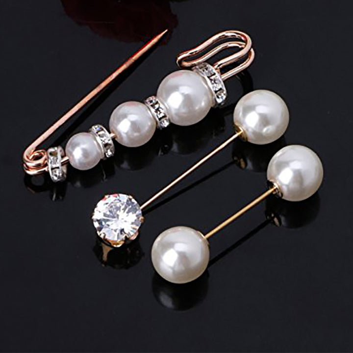Elegant Pearl and Crystal Brooch Set Bowlift