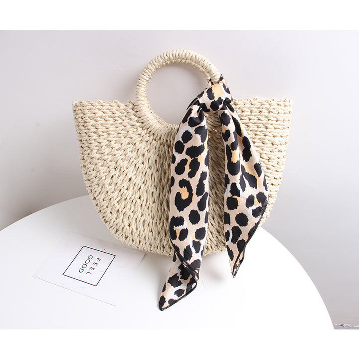 Braided basket bag with elegant silk scarf Bowlift