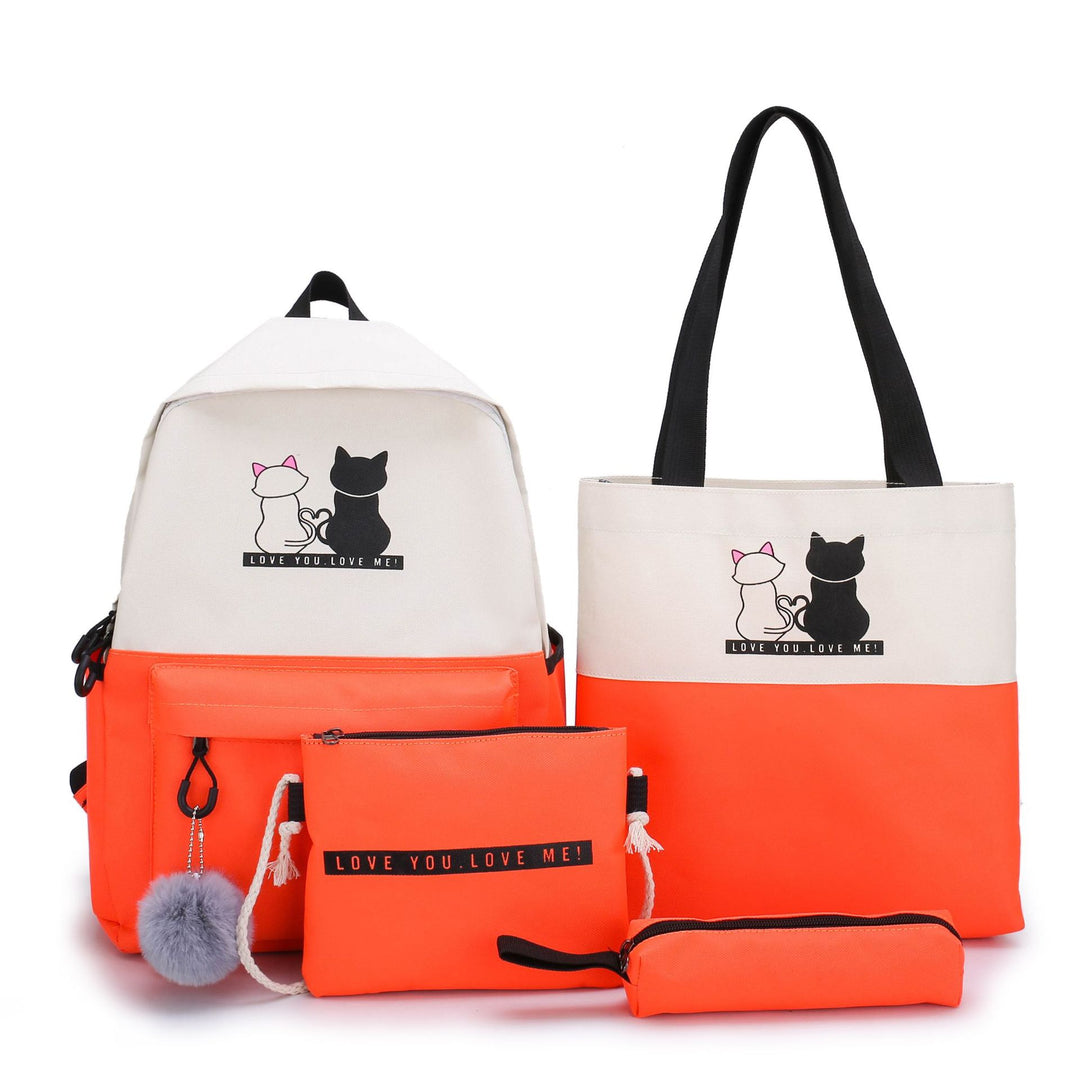 5-Piece Backpack and Tote Bag Set with Cat Design Bowlift