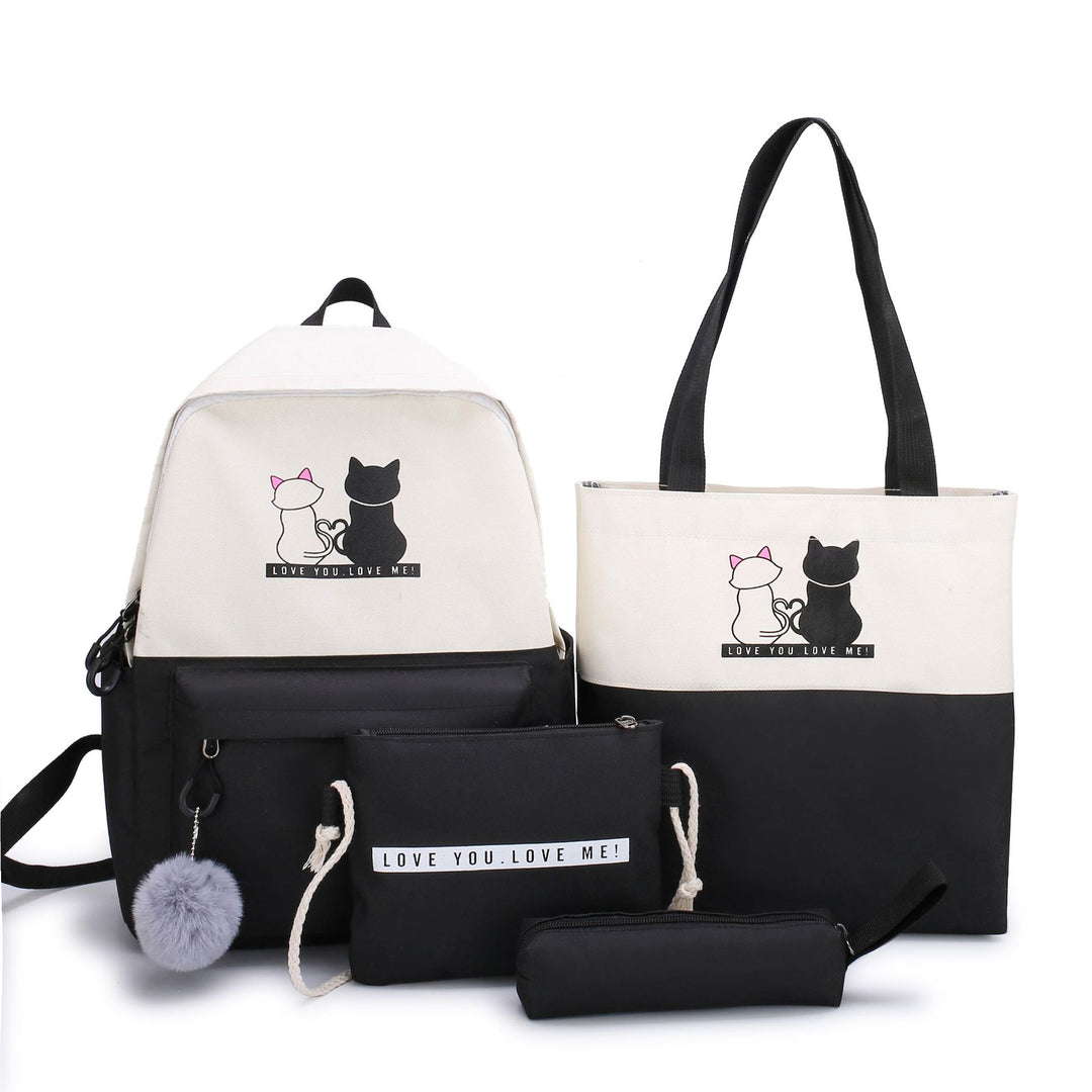 5-Piece Backpack and Tote Bag Set with Cat Design Bowlift