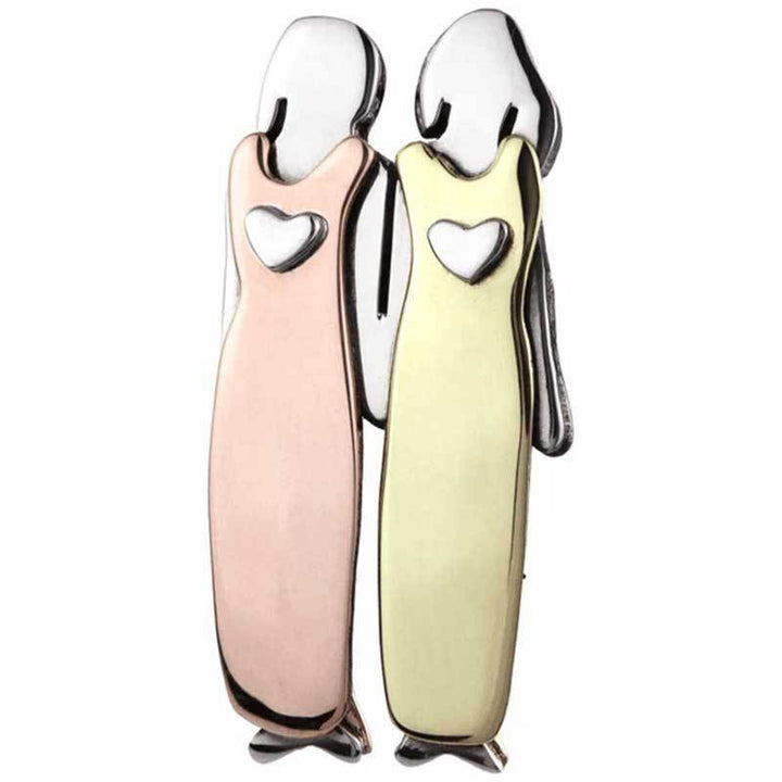 Charming Couple Figurine Brooch Bowlift